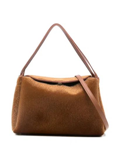 Themoirè Clasp-fastening Tote Bag In Brown