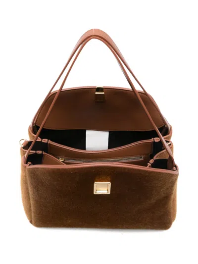 Themoirè Clasp-fastening Tote Bag In Brown