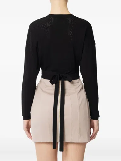 Elisabetta Franchi Wrap Tie-waist Sweater In Black