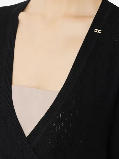 Elisabetta Franchi Wrap Tie-waist Sweater In Black