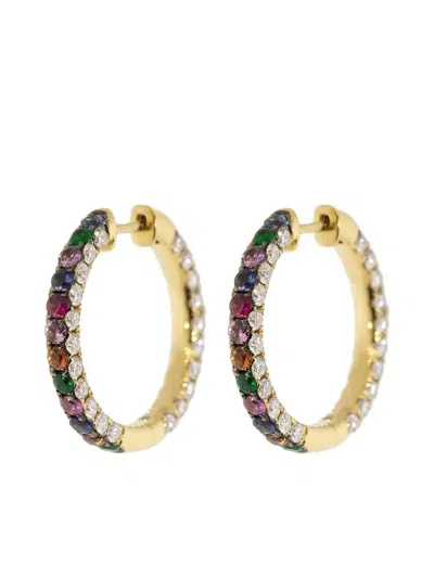 Graziela 18kt Yellow Gold Diamond Large Rainbow Hoop Earrings In Gold