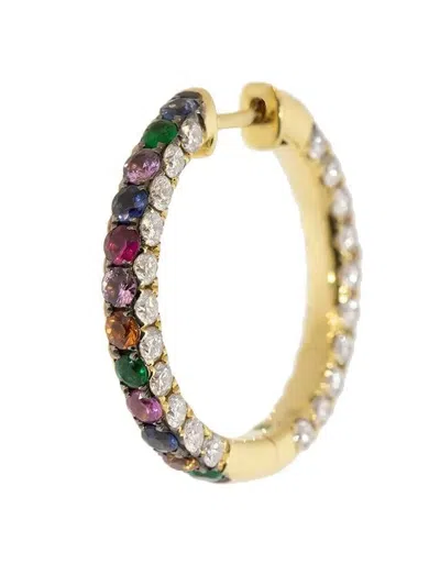 Graziela 18kt Yellow Gold Diamond Large Rainbow Hoop Earrings In Gold
