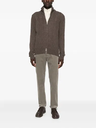 Barba Napoli Zip-up Cardigan In Brown