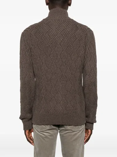 Barba Napoli Zip-up Cardigan In Brown