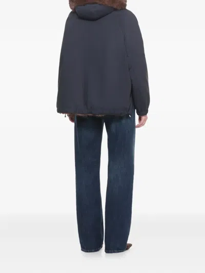 Valentini 1972 Coat With Synthetic Fur In Blue