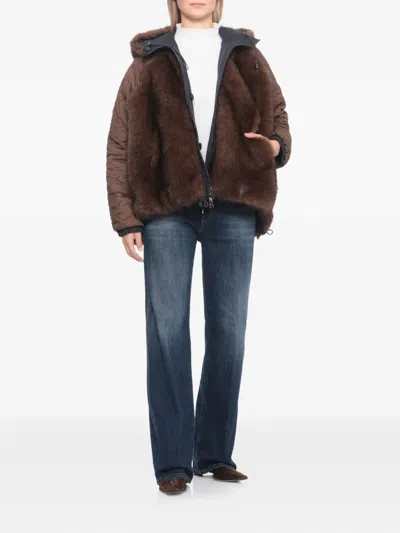 Valentini 1972 Coat With Synthetic Fur In Blue