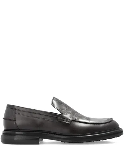 Paul Smith Camini Floral-leather Loafers In Black
