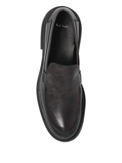 Paul Smith Camini Floral-leather Loafers In Black