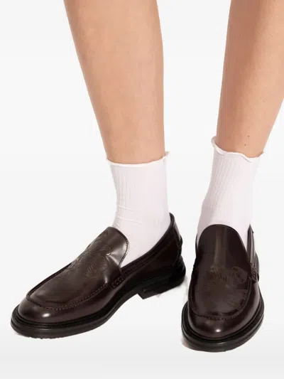 Paul Smith Camini Floral-leather Loafers In Black