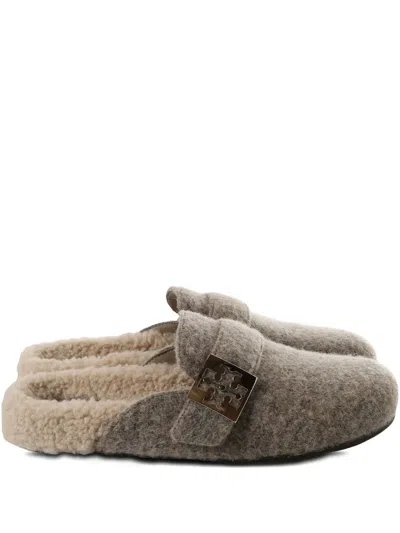 Tory Burch Round-toed Slippers In Gray