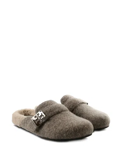 Tory Burch Round-toed Slippers In Gray