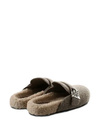 Tory Burch Round-toed Slippers In Gray