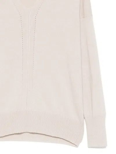 Drumohr Long Sleeve V-neck Sweater In Neutral