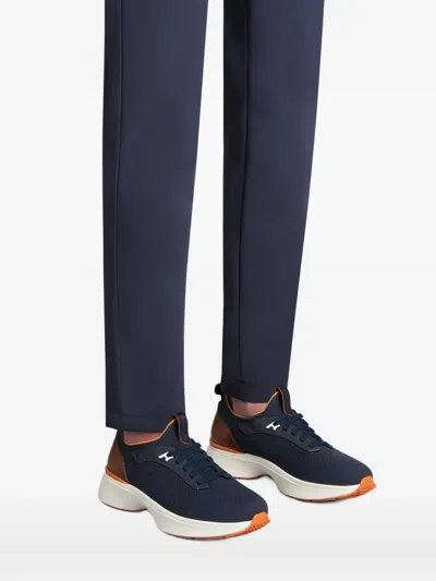 Santoni Lace-up Sneakers In Blue