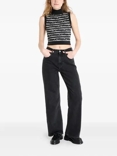 Tommy Jeans Logo-print Top In Black