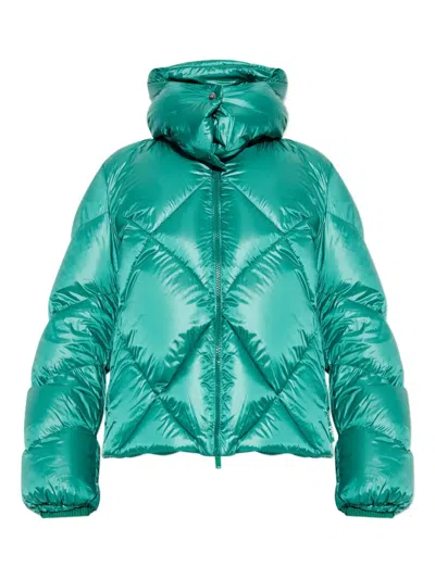 Add Quilted-hooded Jacket In Green