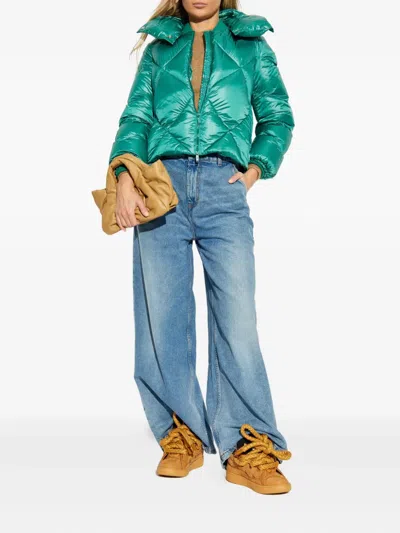 Add Quilted-hooded Jacket In Green