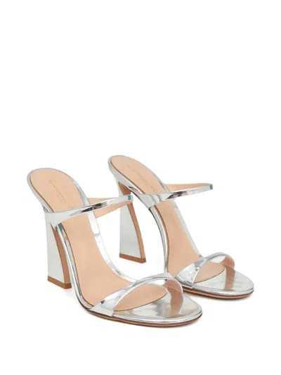 Gianvito Rossi 105mm Strappy Heeled Sandals In Silver
