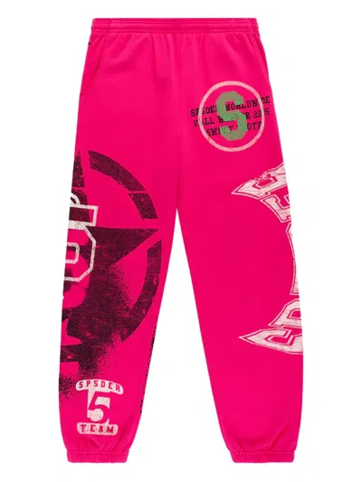 Sp5der Stencil Track Pants In Pink