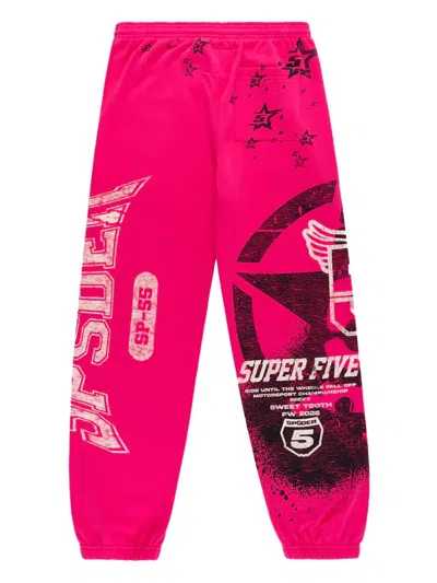 Sp5der Stencil Track Pants In Pink