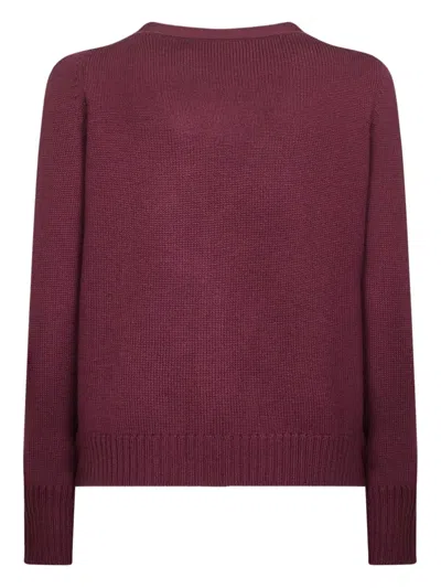 Blanca Vita Burgundy Virgin Wool Knit Cardigan In Burgundy