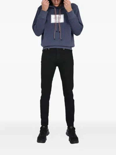 Ih Nom Uh Nit Muted Blue Hoodie With Multicolored Drawstrings In Blue