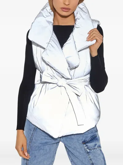 Norma Kamali Padded Tie-belt Gilet In Blue