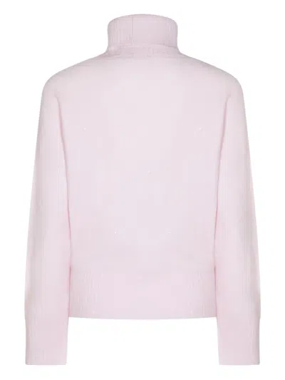 Fabiana Filippi Ribbed Turtleneck Knit Sweater Featuring Cuffs In Pink