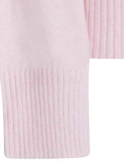 Fabiana Filippi Ribbed Turtleneck Knit Sweater Featuring Cuffs In Pink