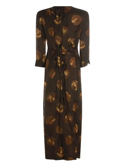 Uma Wang Abstract Pattern Dress Belted Waist In Multi