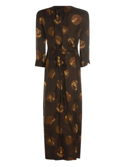Uma Wang Abstract Pattern Dress Belted Waist In Multi