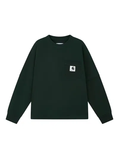 Sacai X Carhartt Wip Cotton Jersey T-shirt In Green