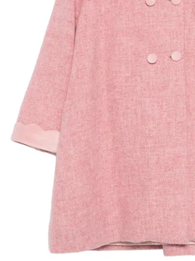 Mariella Ferrari Scalloped-collar Double-breasted Coat In Pink