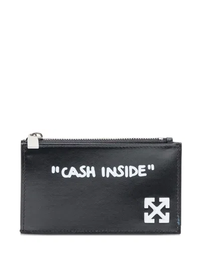 Off-white Zipped Card Holder In Black