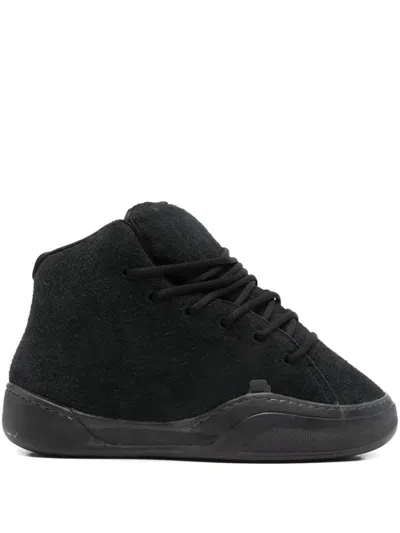 Erl Mid Vamp Black Sneakers With Logo Lettering On The Tongue In Suede Man