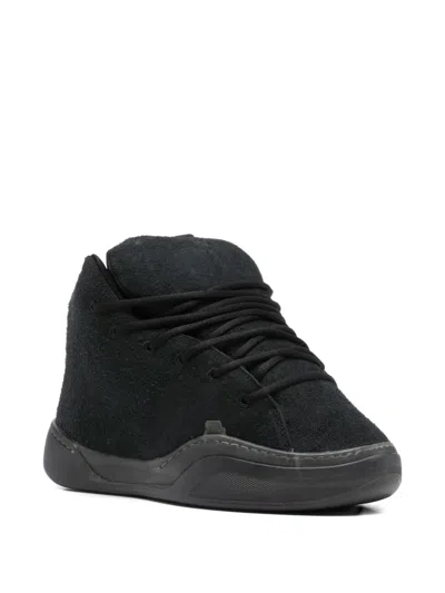 Erl Mid Vamp Black Sneakers With Logo Lettering On The Tongue In Suede Man