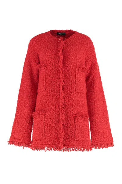 Fabiana Filippi Long Jacket With Boucle Effect In Red