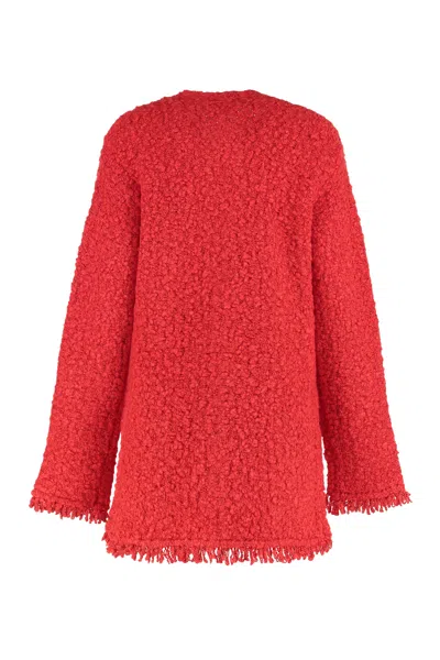 Fabiana Filippi Long Jacket With Boucle Effect In Red