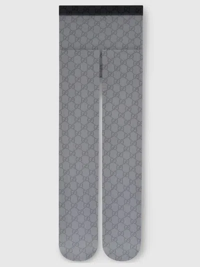 Gucci All-over Print Stretch Nylon Tights In Blue