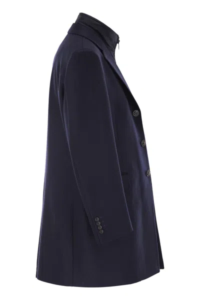 Fay Double Coat With Removable Inner Waistcoat In Black