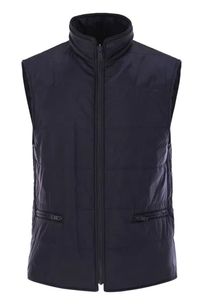 Fay Double Coat With Removable Inner Waistcoat In Black