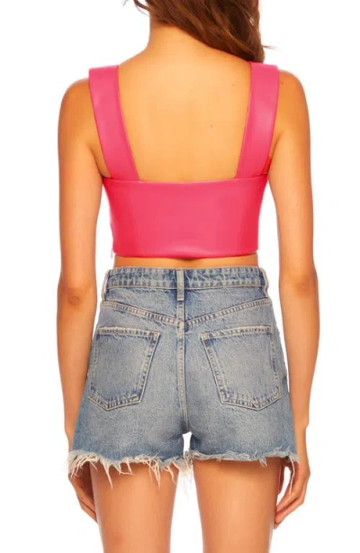 Susana Monaco Faux Leather Crop Tank In Pink