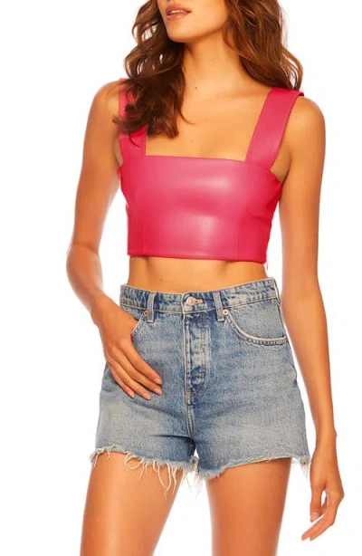 Susana Monaco Faux Leather Crop Tank In Pink