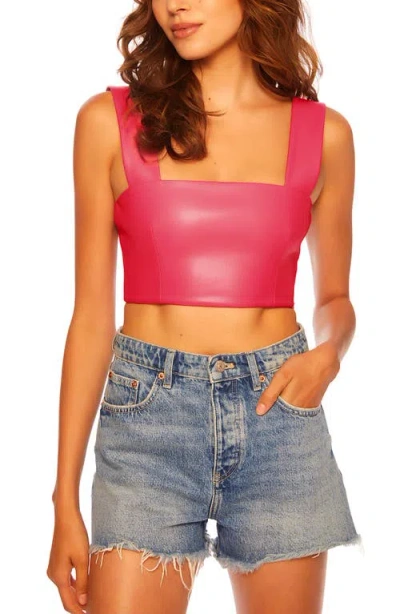 Susana Monaco Faux Leather Crop Tank In Pink