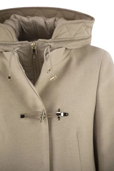 Fay Toggle Wool Coat In White