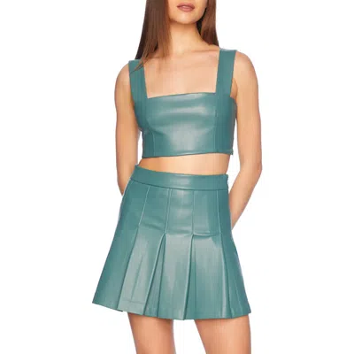 Susana Monaco Faux Leather Crop Tank In Blue