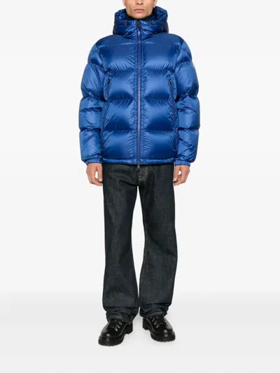 Moncler Hooded Puffer Jacket In Blue