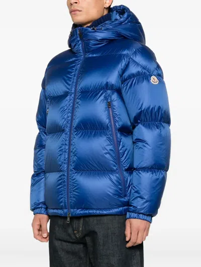 Moncler Hooded Puffer Jacket In Blue
