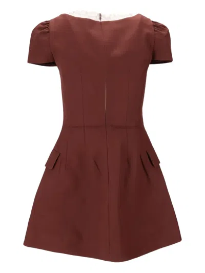 Shushu-tong Scalloped Short Sleeve Dress In Brown