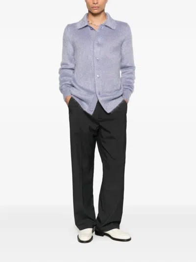 Gucci Brushed Wool Mohair Cardigan In Blue